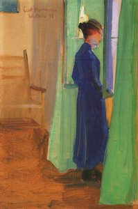 Sophie Herrmann en la ventana en Wulkow